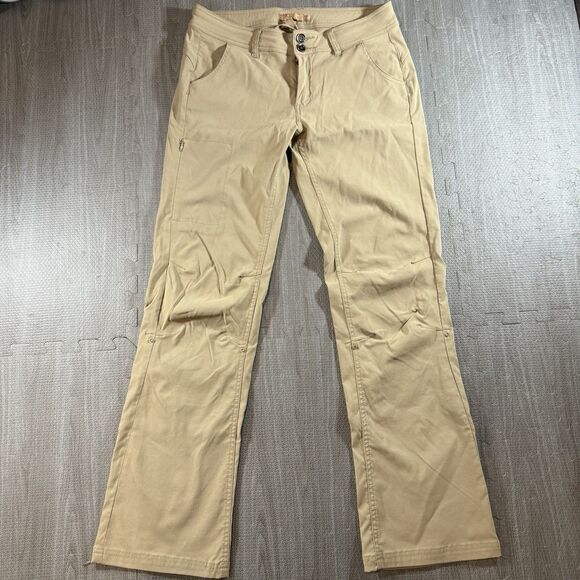 Prana Pants Womens 8 Brown Khakis 32” Inseam Hiking Nylon Outdoor - Picture 1 of 6
